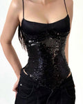 LINISS GLAMOUROUS SPARKLE CORSET ( Black ) - Ready to dispatch in 48 hours