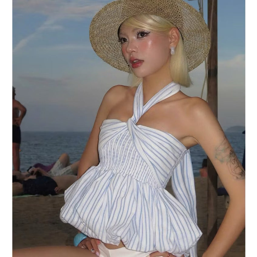 Navie Ning Ning Top (Striped Blue)