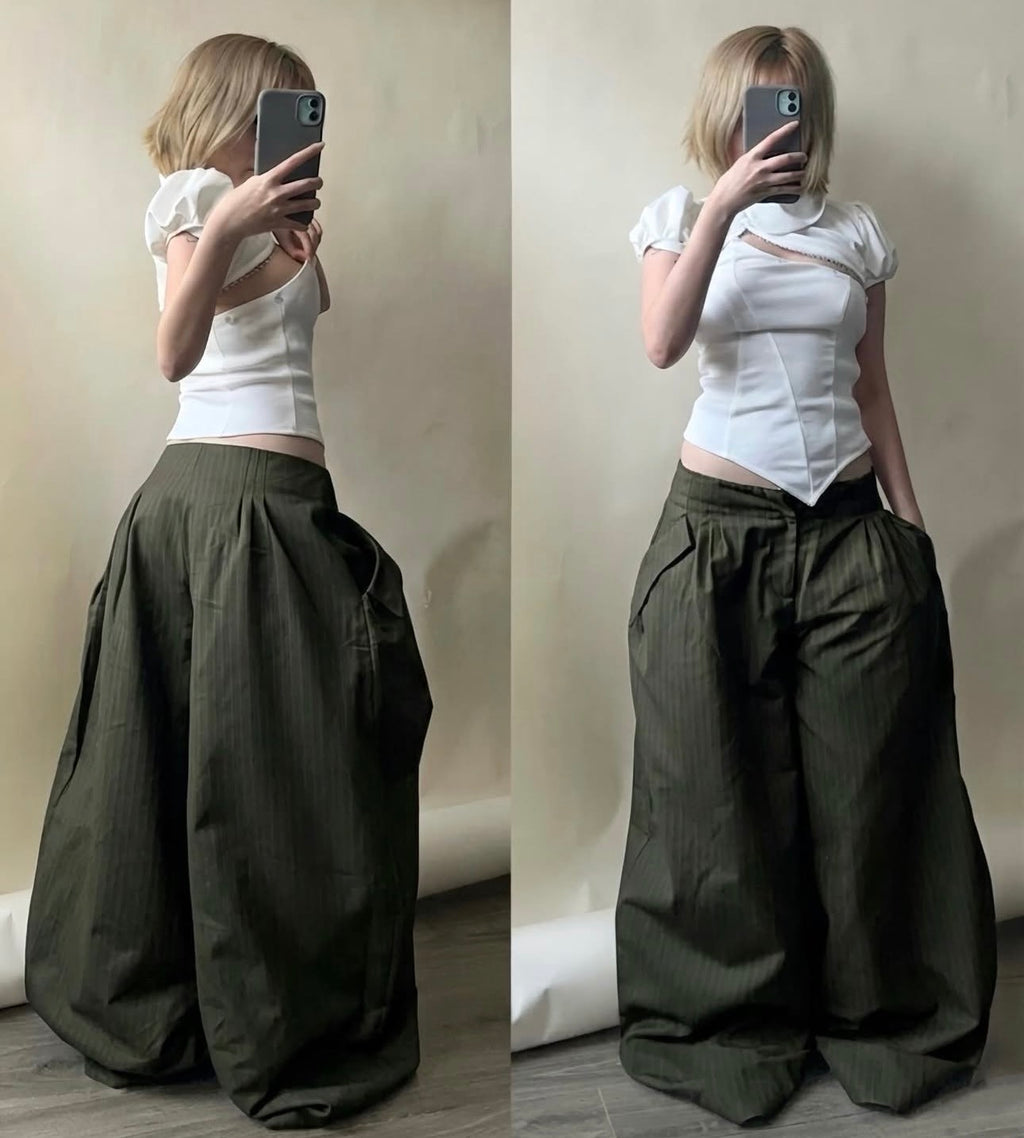 IUE “MATCHA CROISSANT" BAGGY PANTS