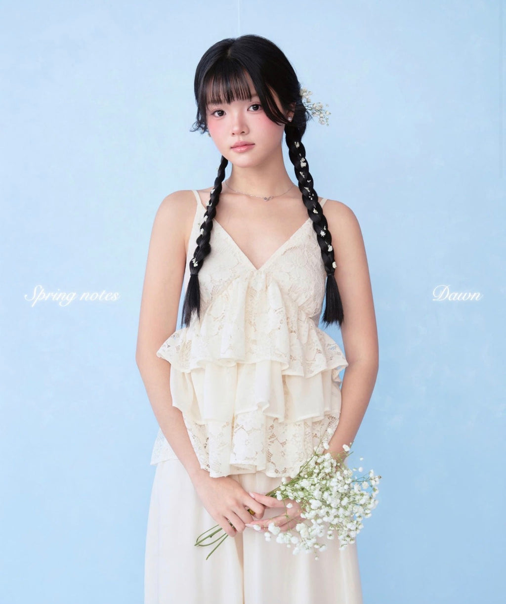 1998 Juni Lace Ruffle Top - Ready to dispatch in 48 hours
