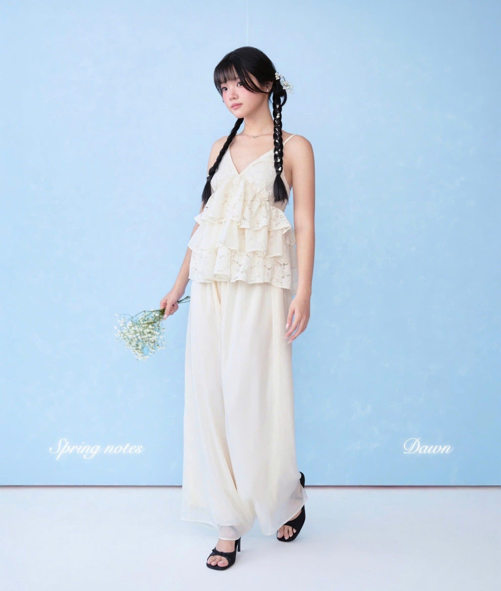 1998 Juni Lace Ruffle Top - Ready to dispatch in 48 hours