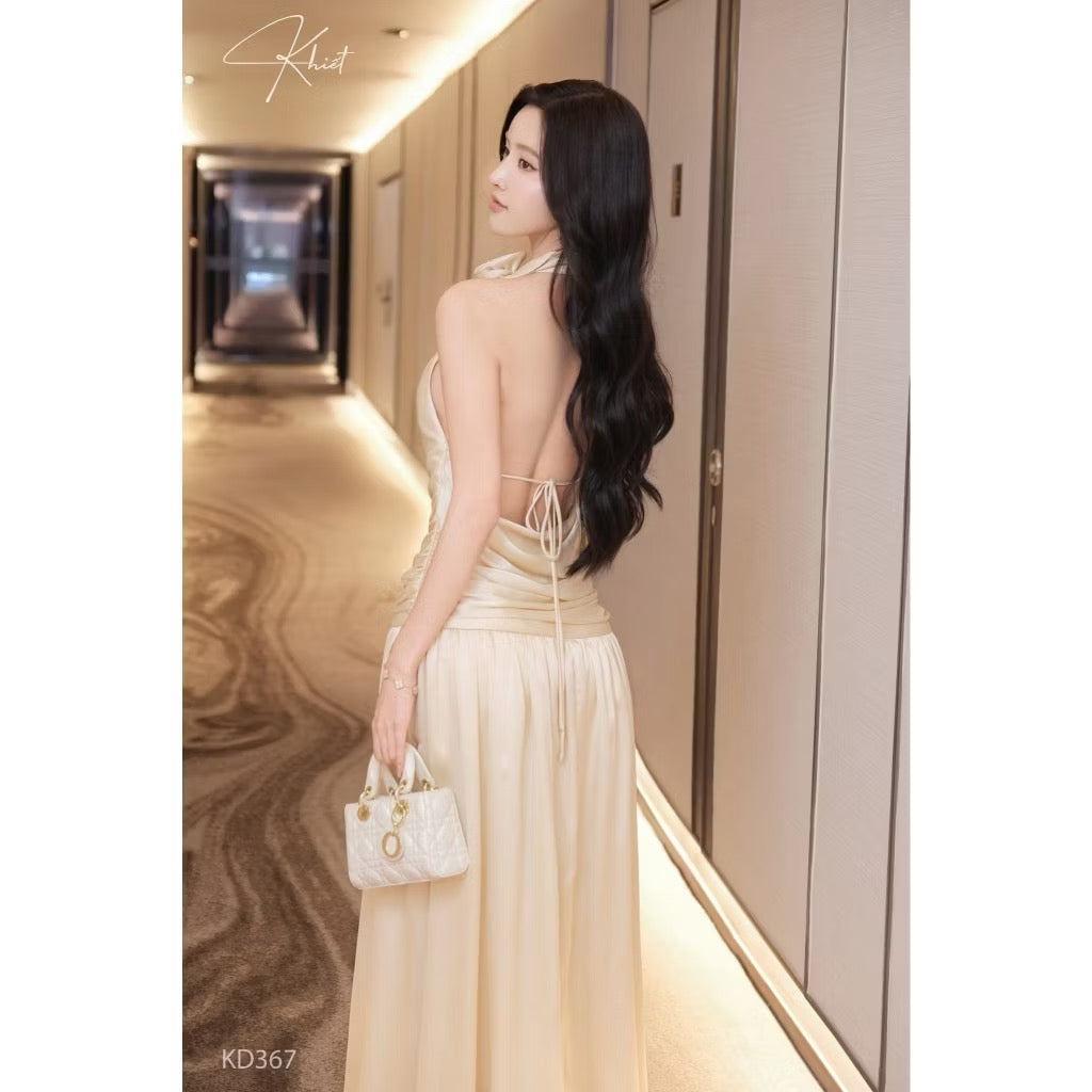 Khiet Silk Maxi Dress – Champagne Beige