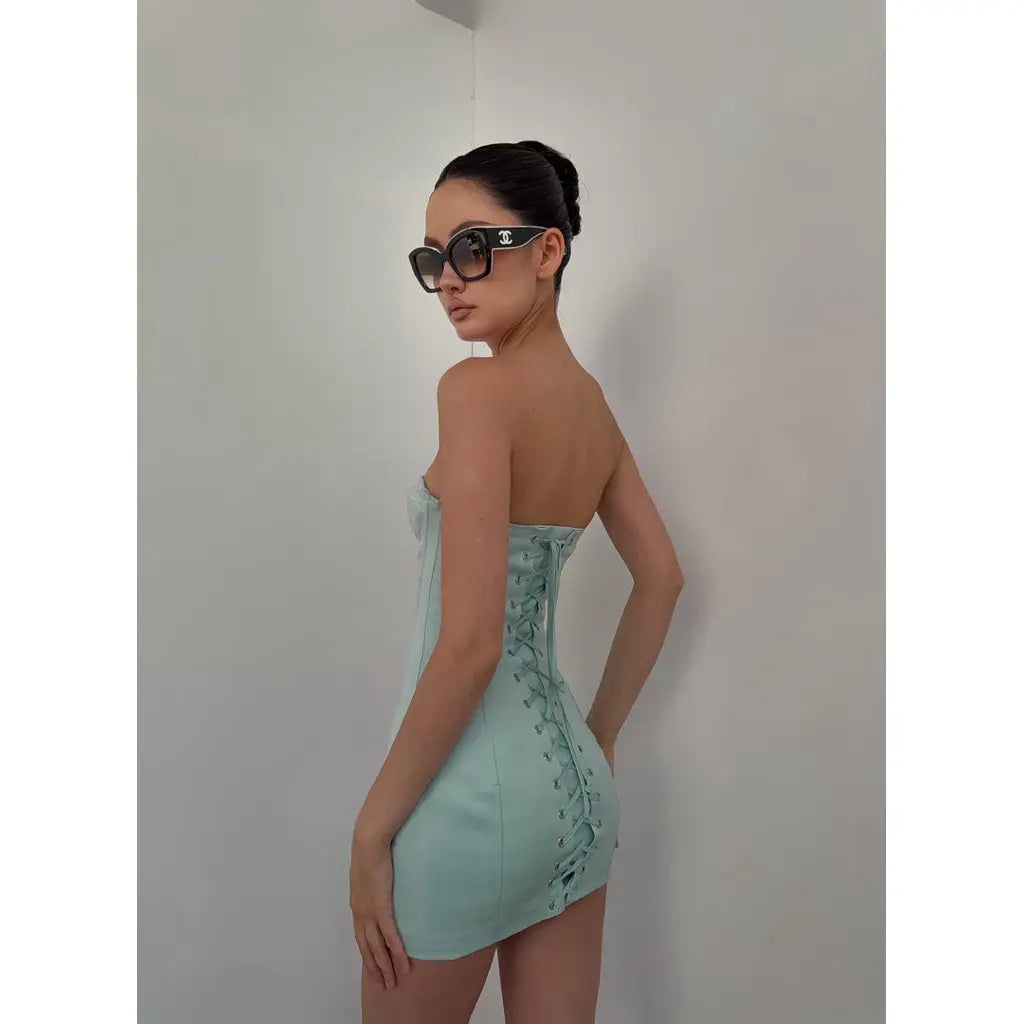 Ayserkris Mint Lace Corset Dress