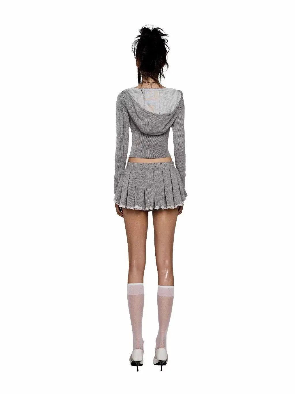 Lsoul Jennie Lace Croptop Hoodie Set