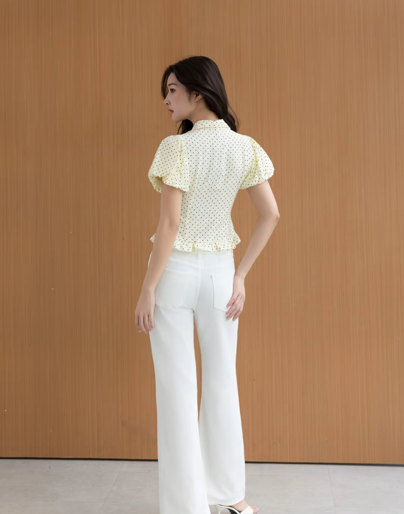 THELSTUDIOS Polka Dots Puff Sleev Top