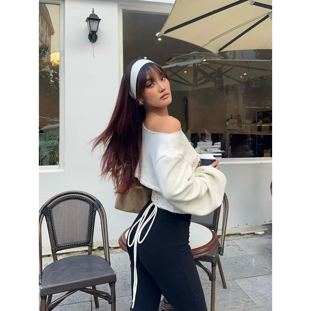 Sugar Crush – Asymmetric Off-Shoulder Corset Sweater ( Last Chance )