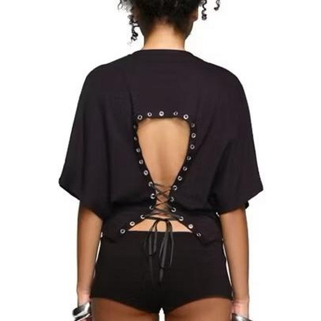 Backless Lace-Up Tee 
