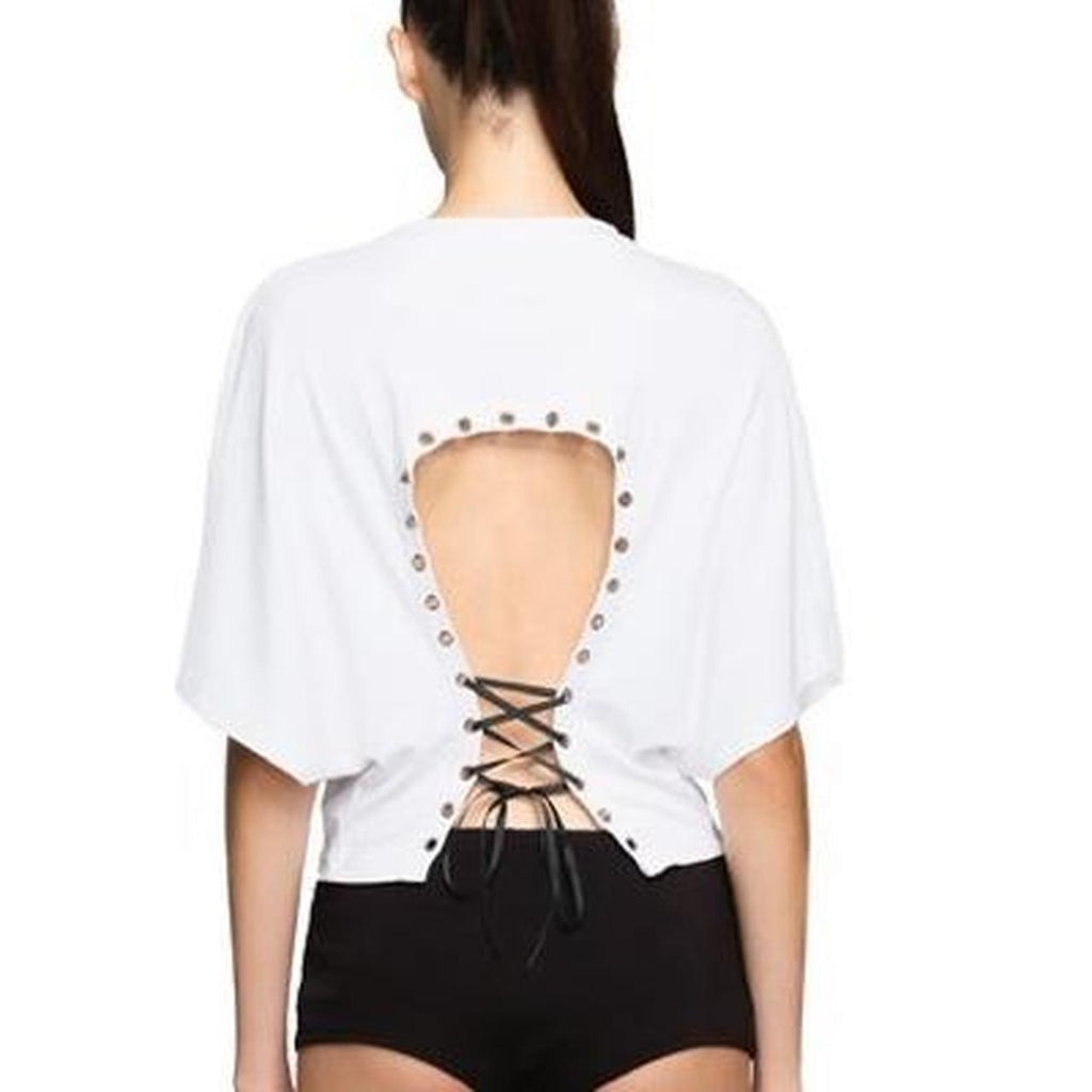 Backless Lace-Up Tee 