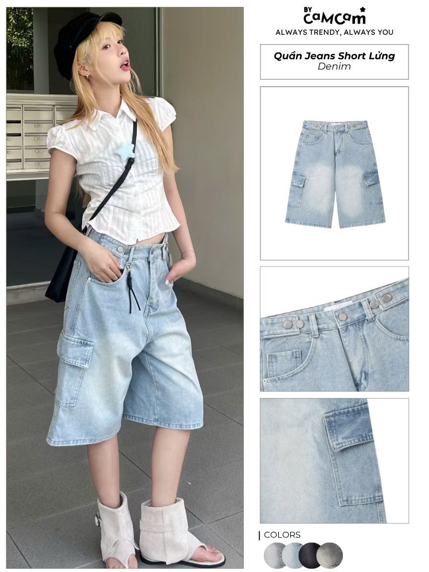 Bycamcam double buttons denim jean shorts