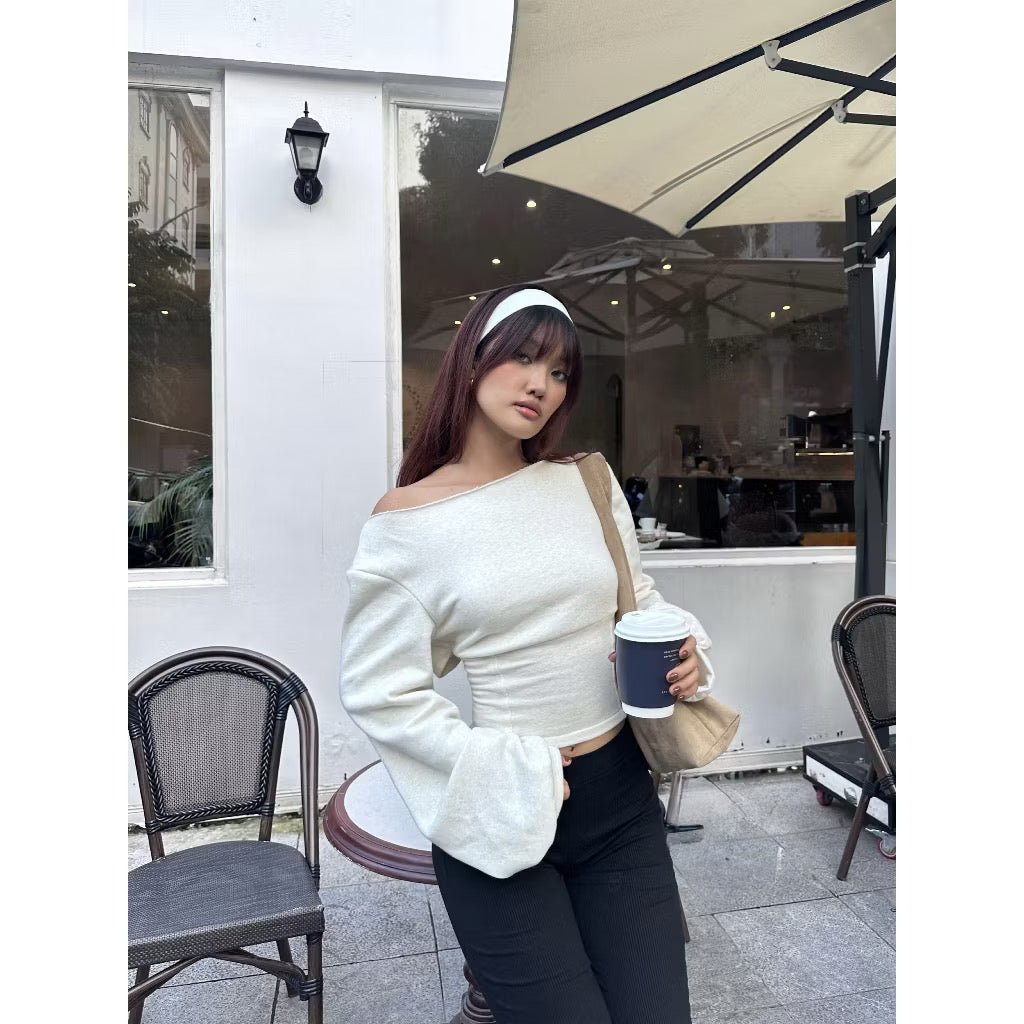 Sugar Crush – Asymmetric Off-Shoulder Corset Sweater ( Last Chance )