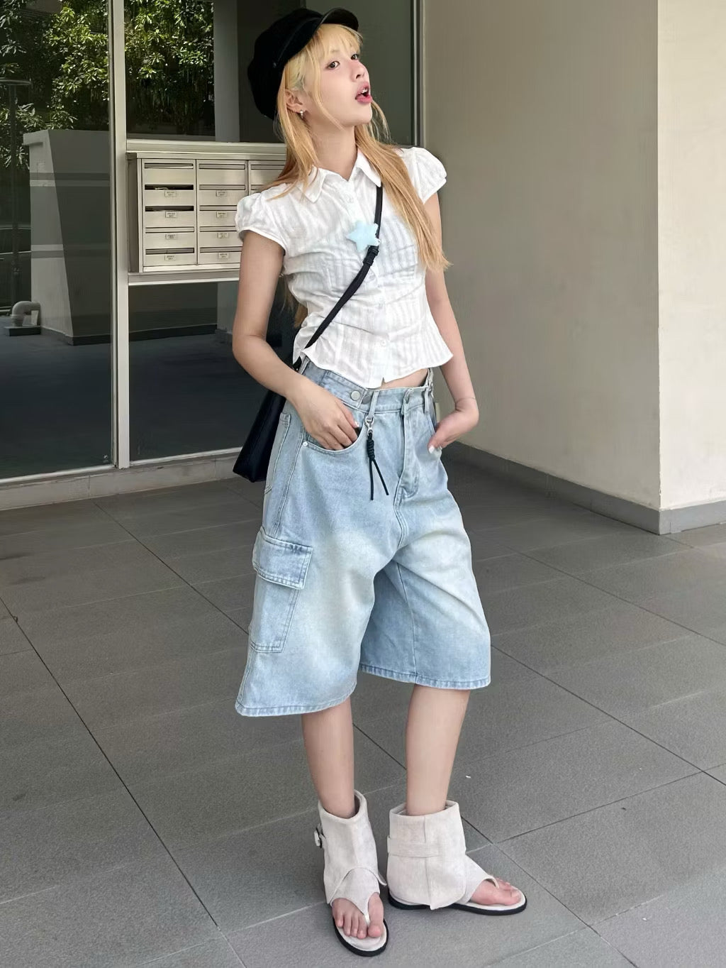 Bycamcam double buttons denim jean shorts