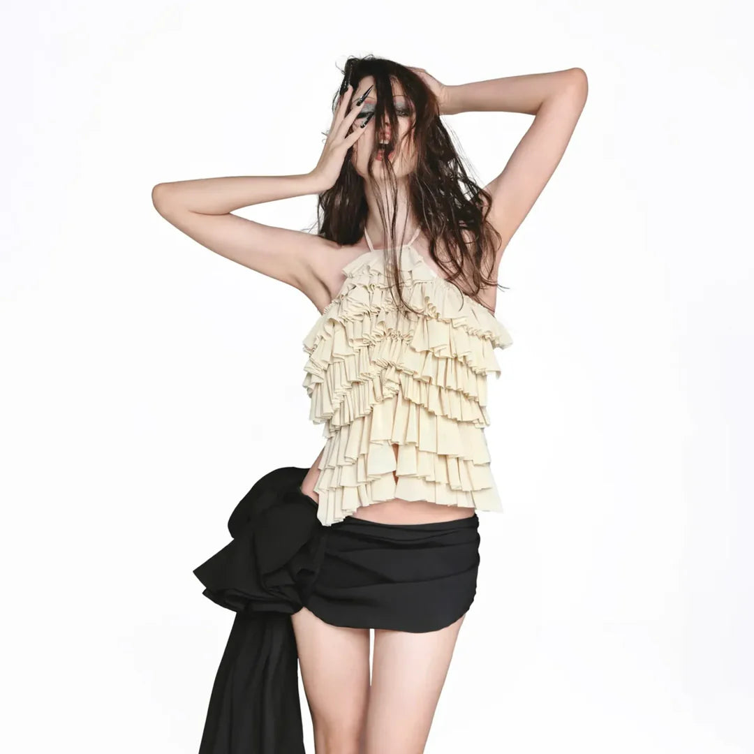 LINISS Nude Pleated Top - Ready to dispatch in 48 hours