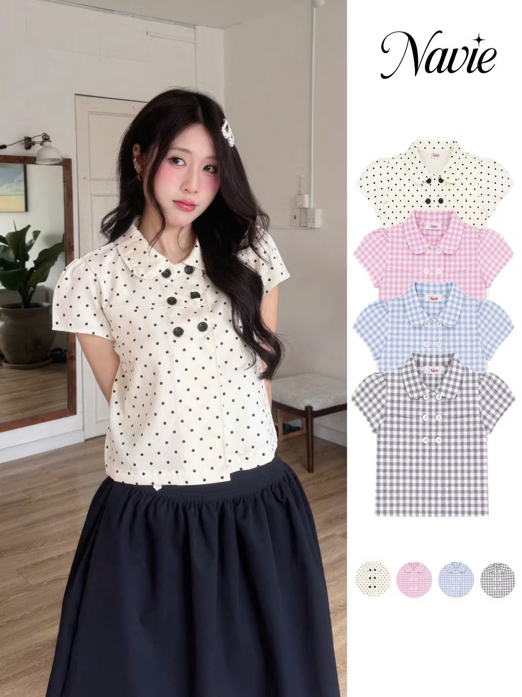 Navie 6 buttons babydoll tops