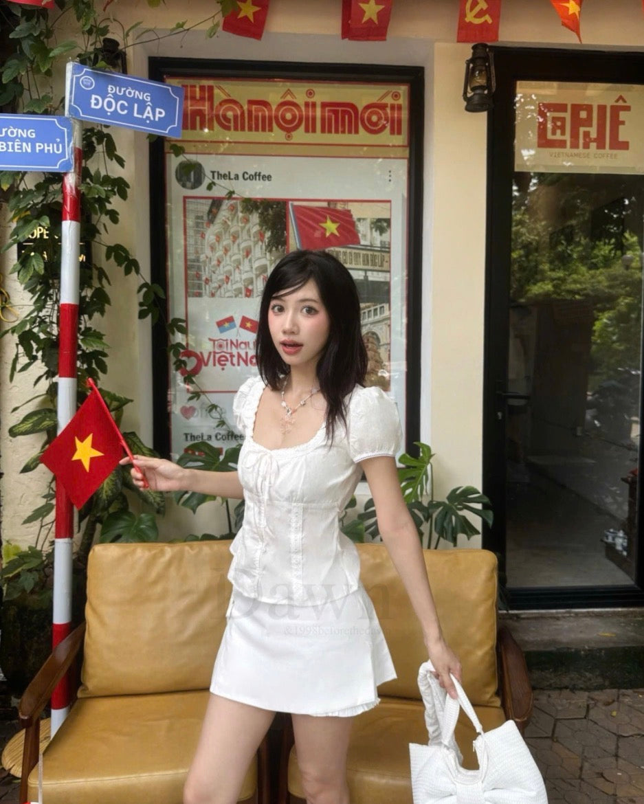 1998beforethedawn Navie White Top