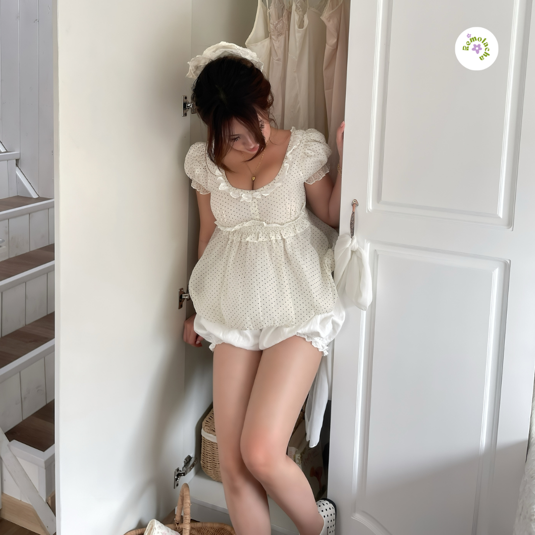 Lacey Top Polka Dots