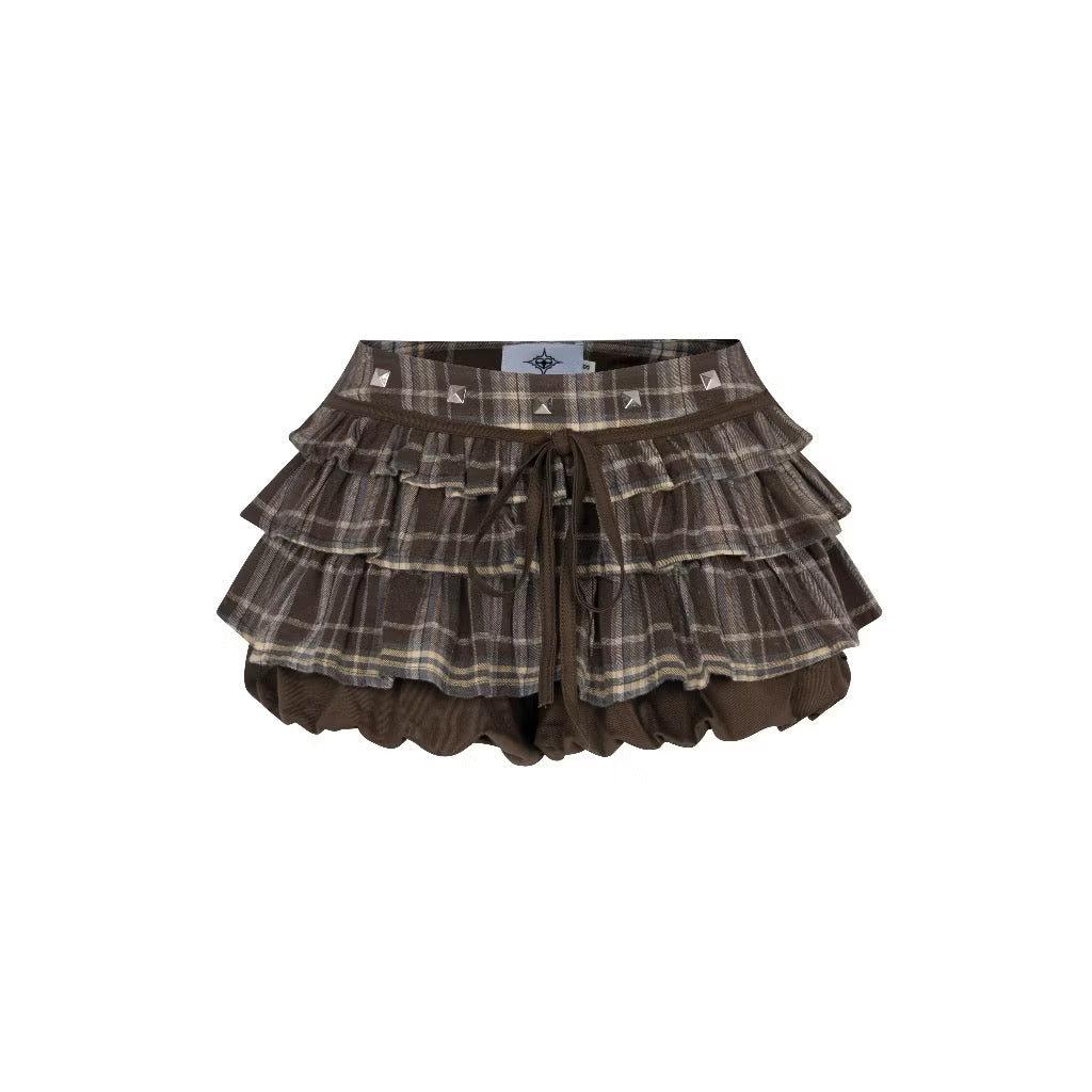 Asteraceae Brown Caro Ruffle Skirt