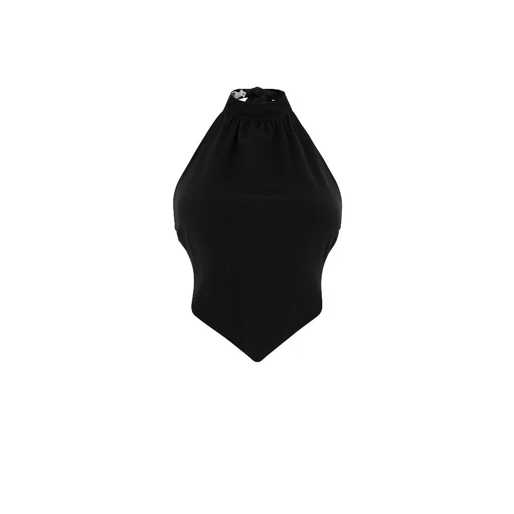Asteraceae Onyx Halter Backless Top