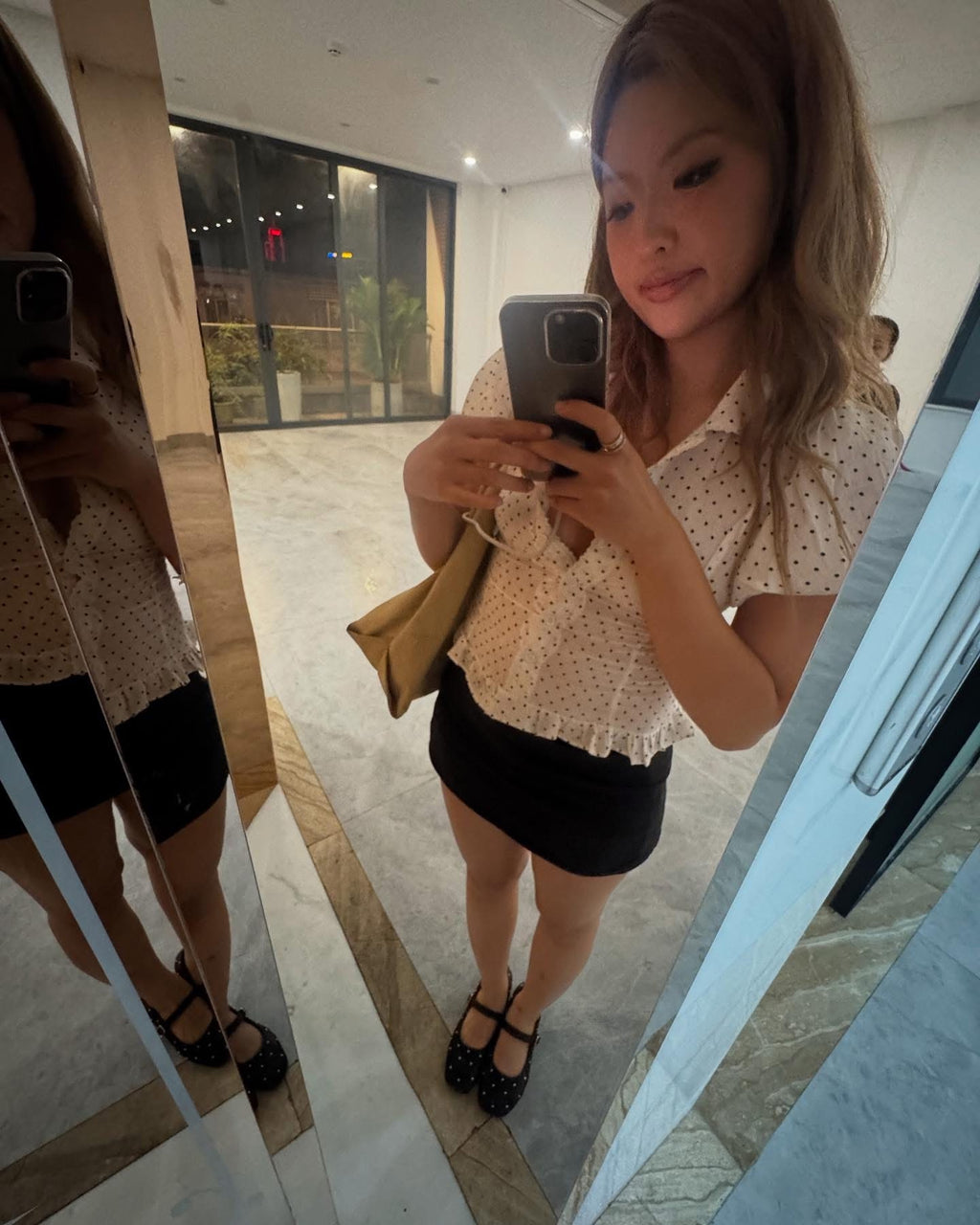 THELSTUDIOS Polka Dots Puff Sleev Top