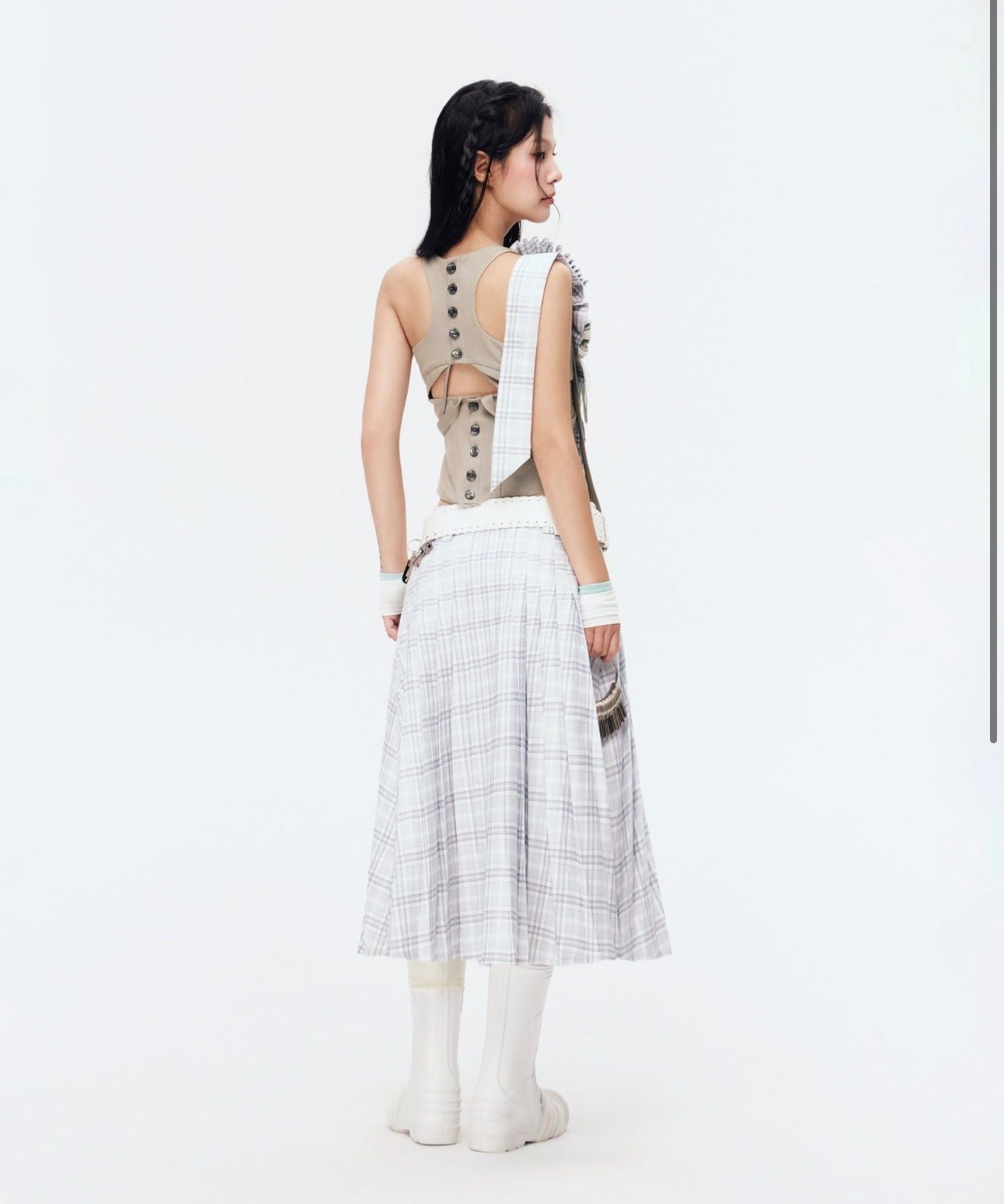 MEADOW SKIRT (GREY PLAID)