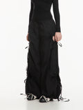 Melancholy Floral Bloom Parachute Pants ( Black )