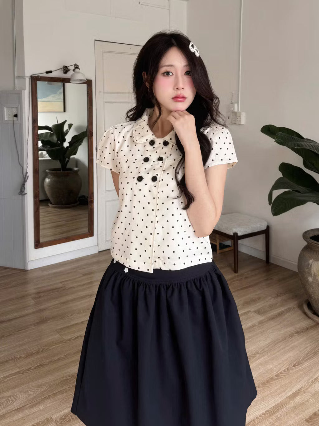 Navie 6 buttons babydoll tops