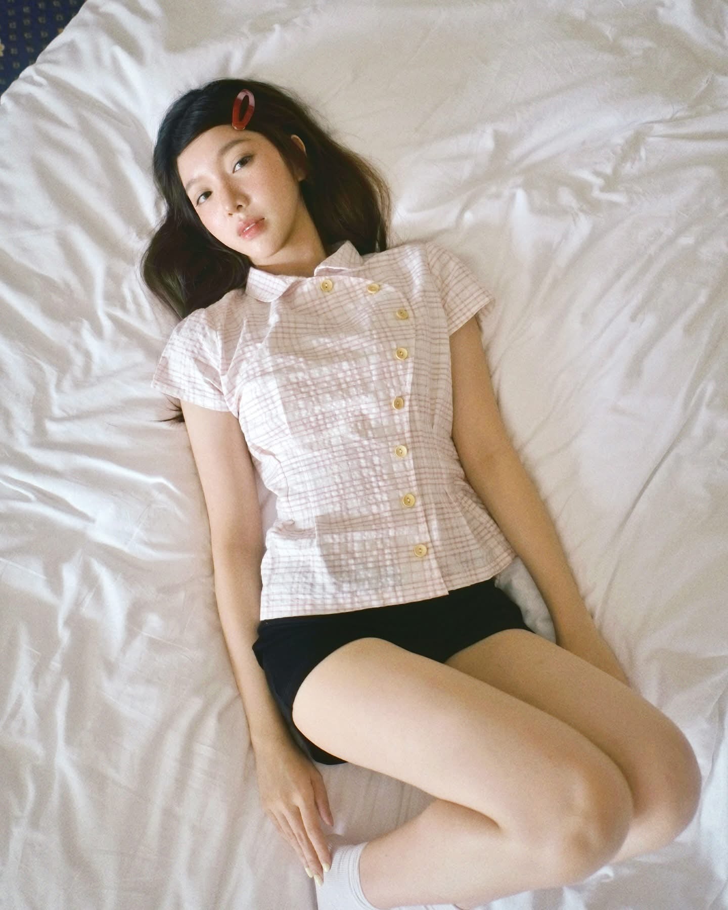 Janet Studio Pink Plaid Button Top - Ready to dispatch in 48 hours