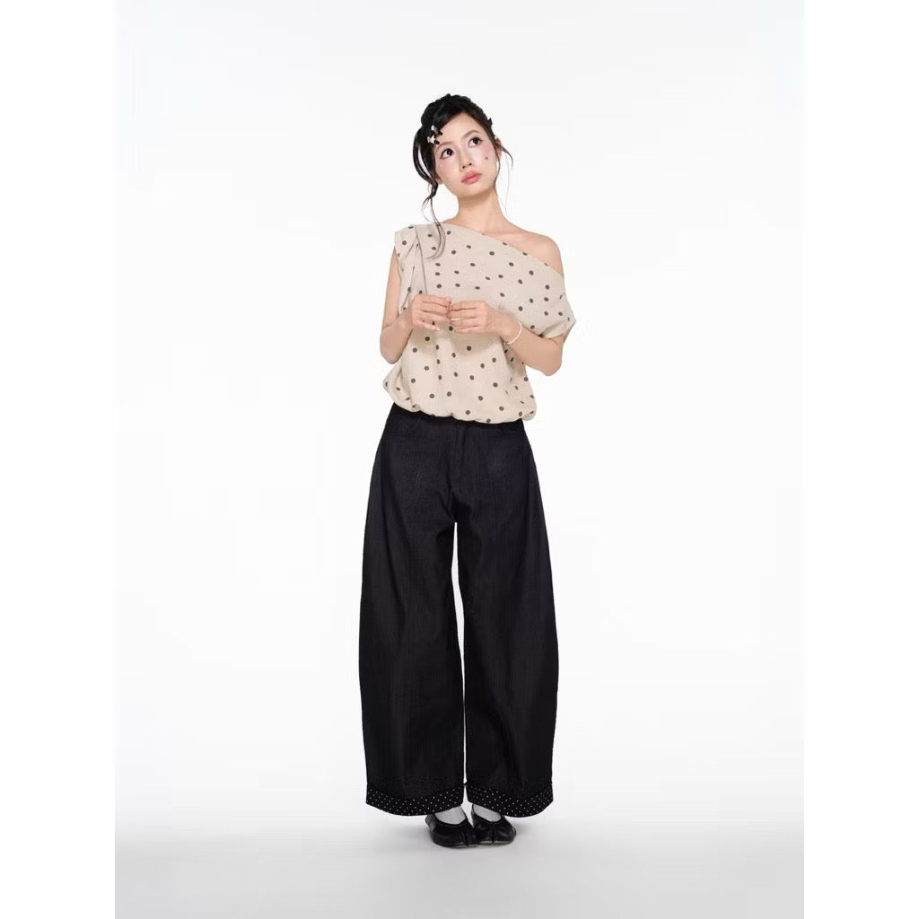 LollieStudio Black Mabel Pants Polka Dots