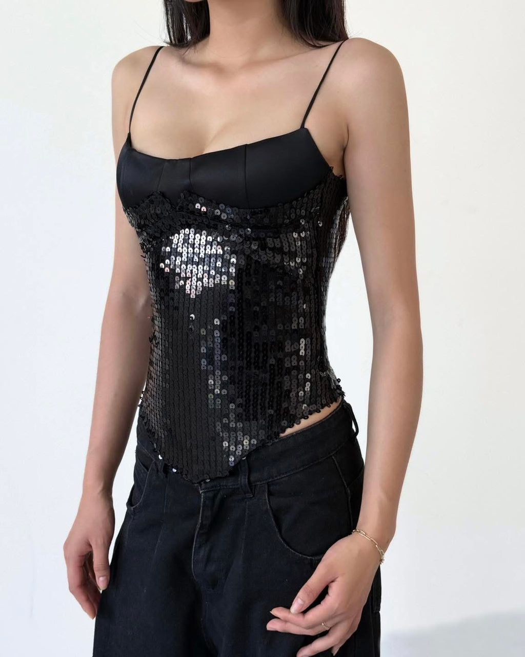 LINISS GLAMOUROUS SPARKLE CORSET ( Black ) - Ready to dispatch in 48 hours