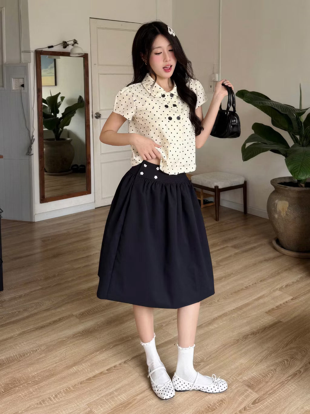 Navie 6 buttons babydoll tops