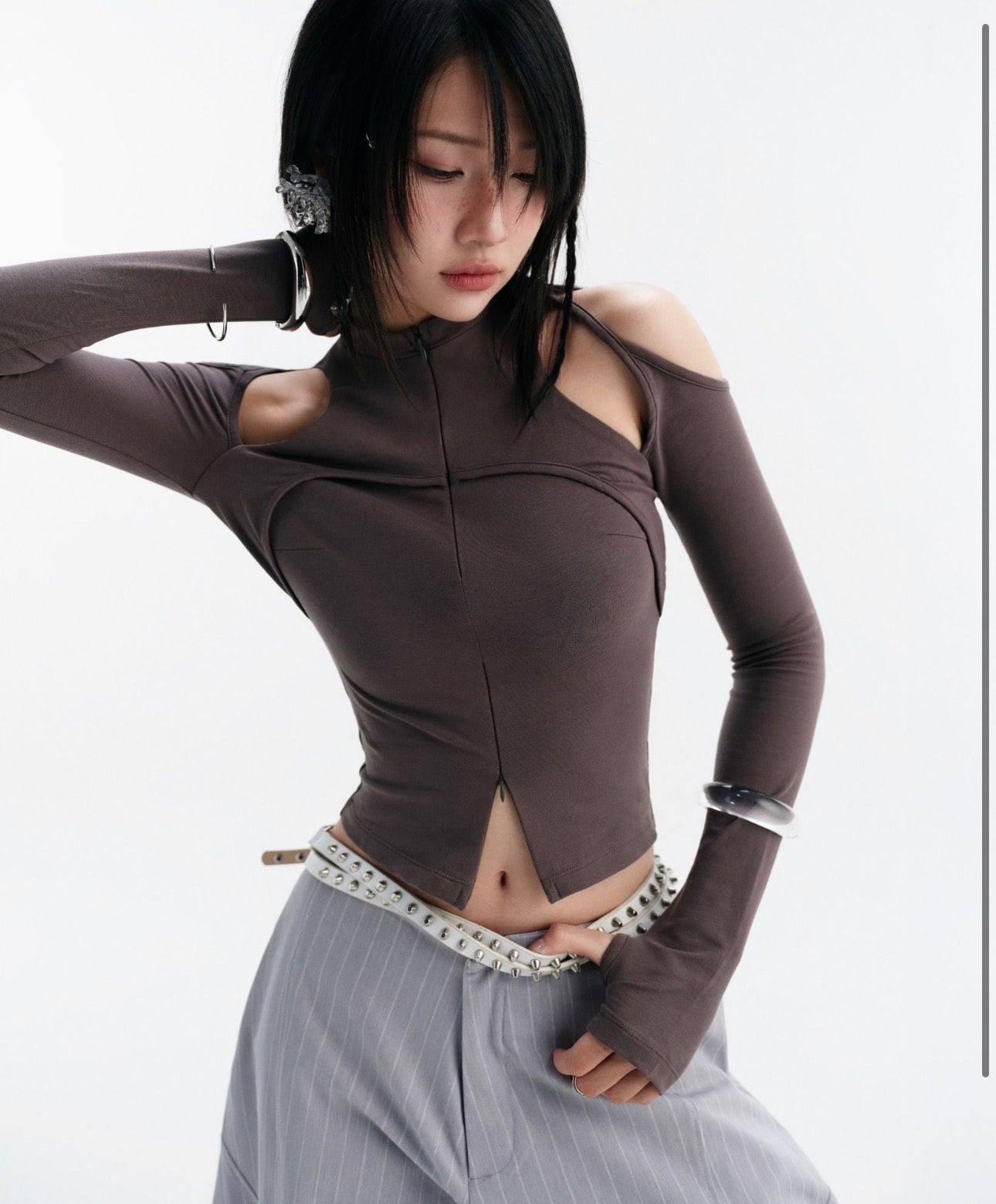 CASPIAN LONG SLEEVE TOP (Brown ) - Ready to dispatch in 48 hours