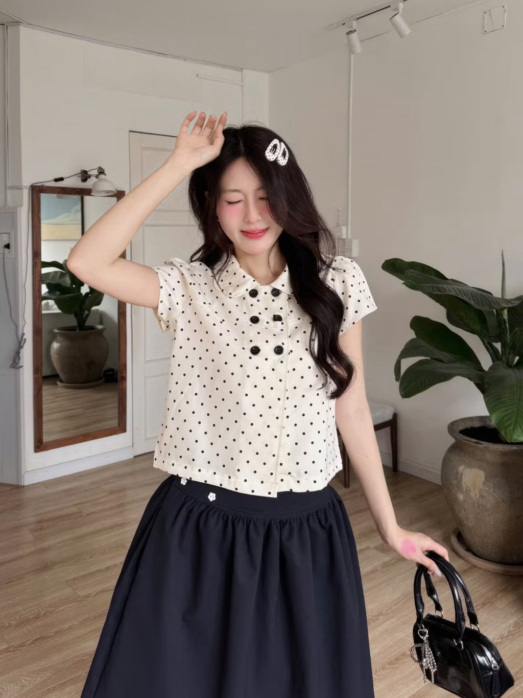 Navie 6 buttons babydoll tops
