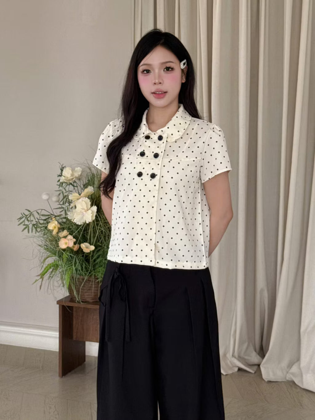 Navie 6 buttons babydoll tops