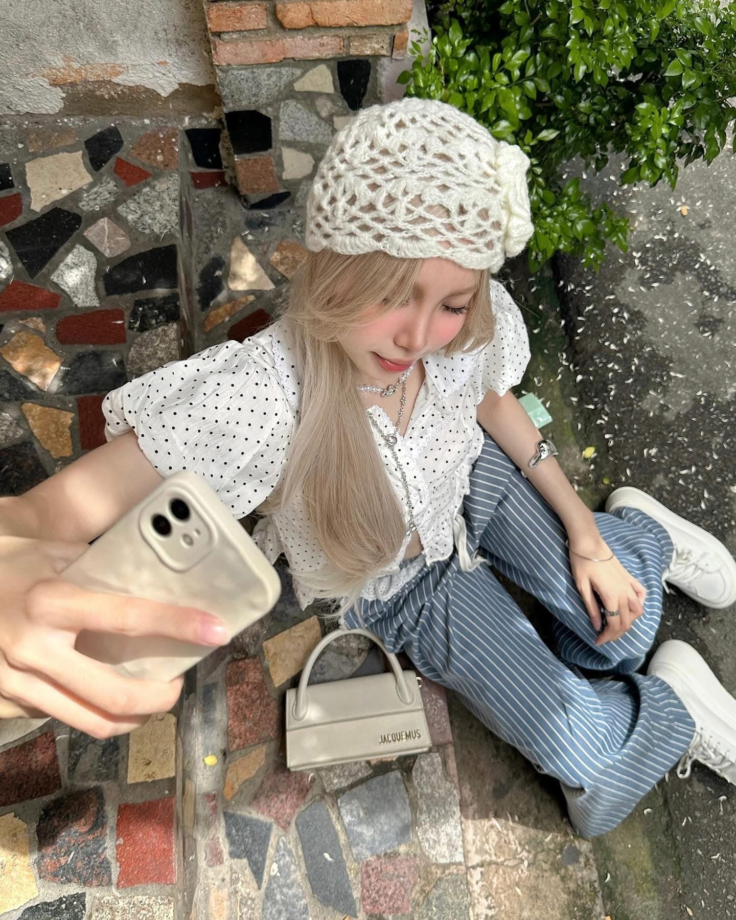 THELSTUDIOS Polka Dots Puff Sleev Top