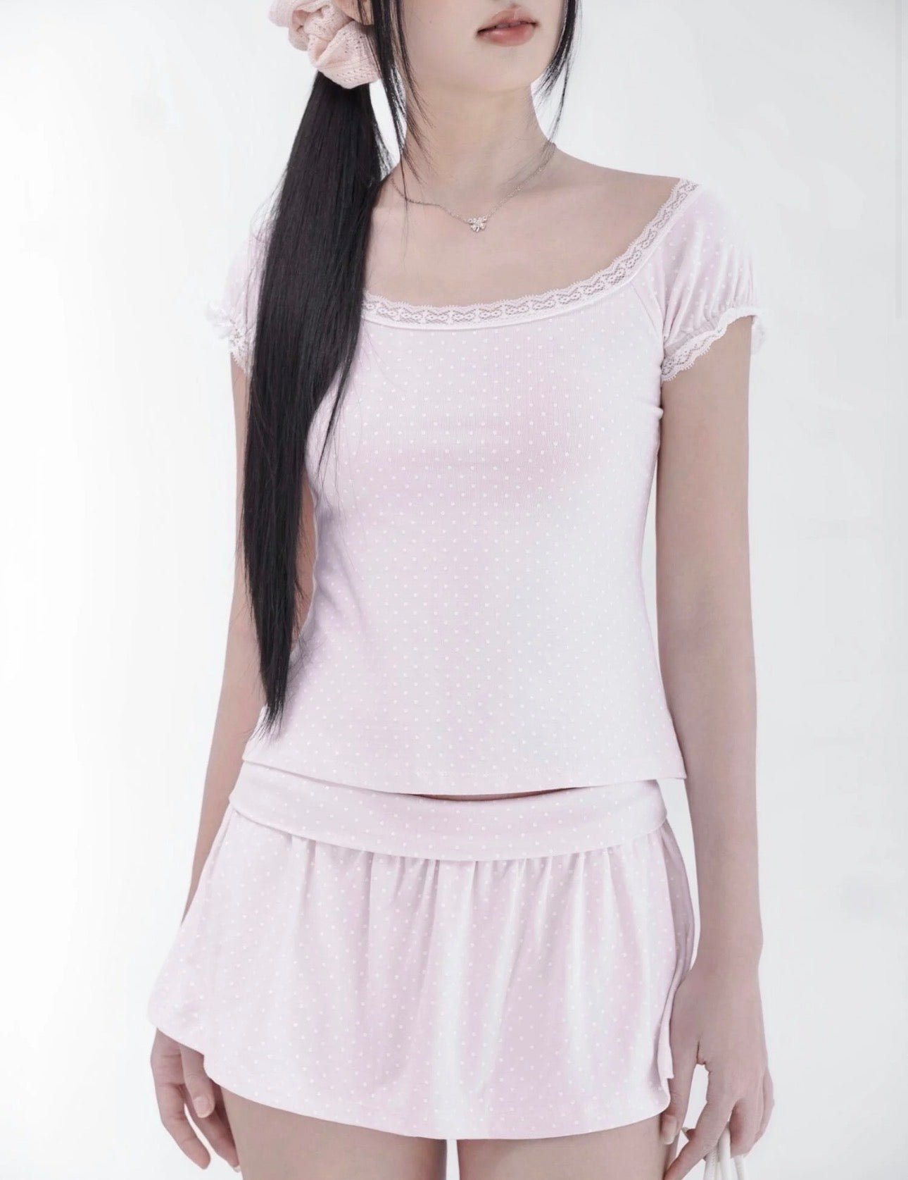 1998 Lindsey Pink Polka Dots Top - Ready to dispatch in 48 hours