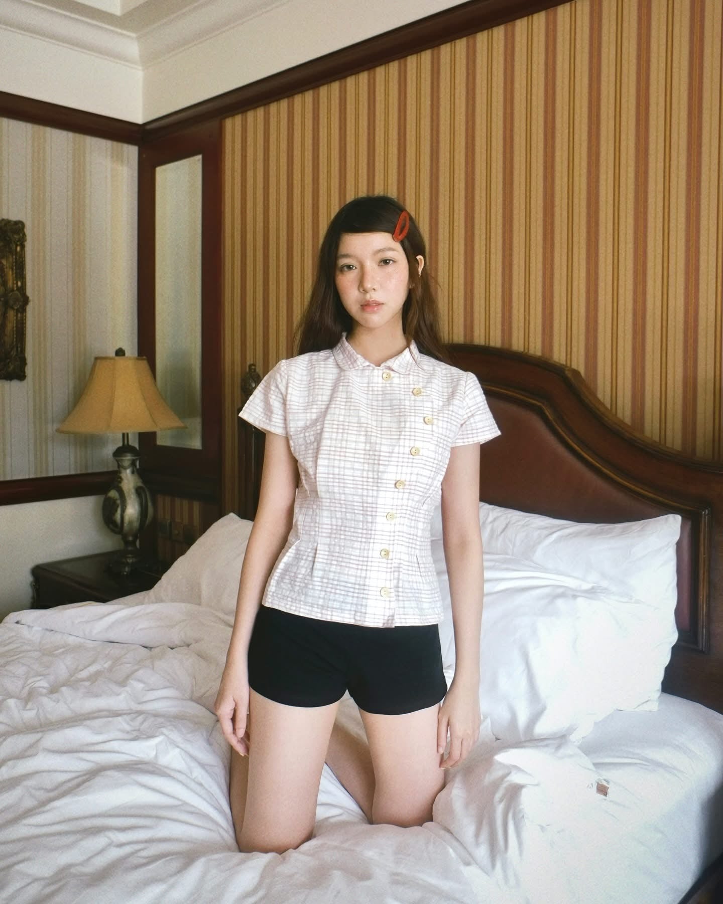 Janet Studio Pink Plaid Button Top - Ready to dispatch in 48 hours