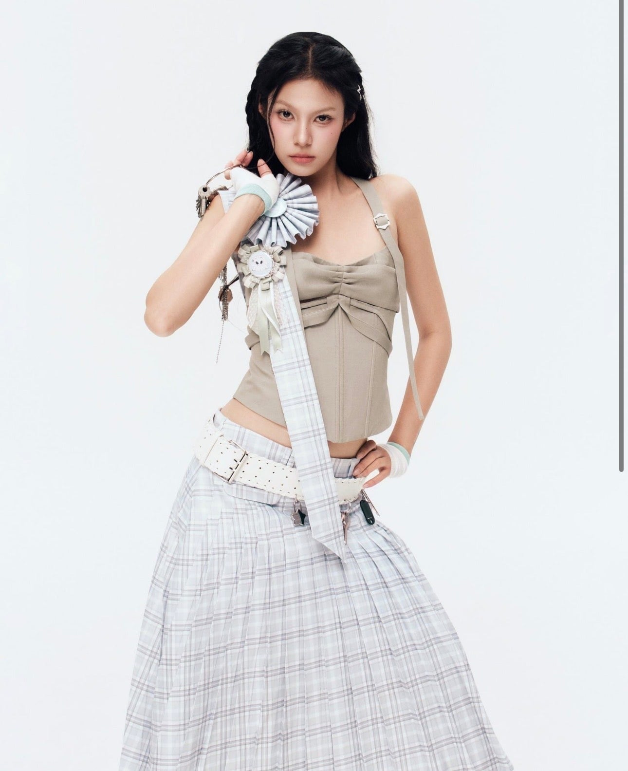 MEADOW SKIRT (GREY PLAID)