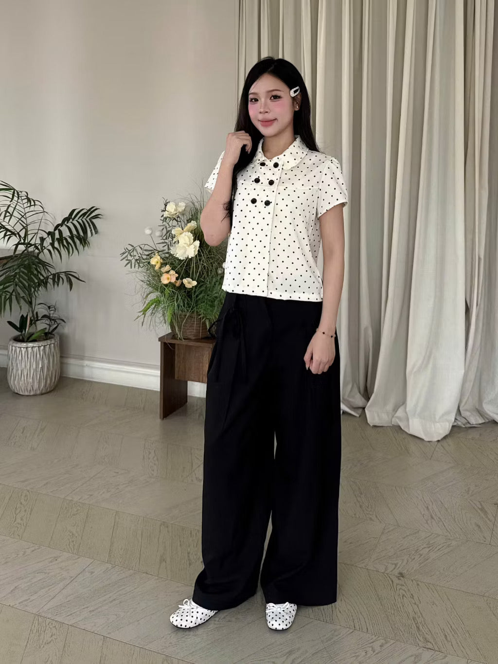 Navie 6 buttons babydoll tops