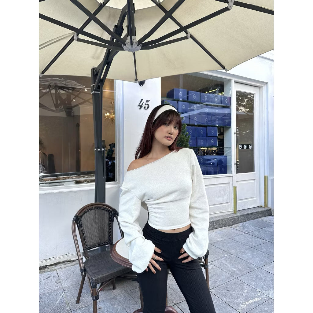 Sugar Crush – Asymmetric Off-Shoulder Corset Sweater ( Last Chance )