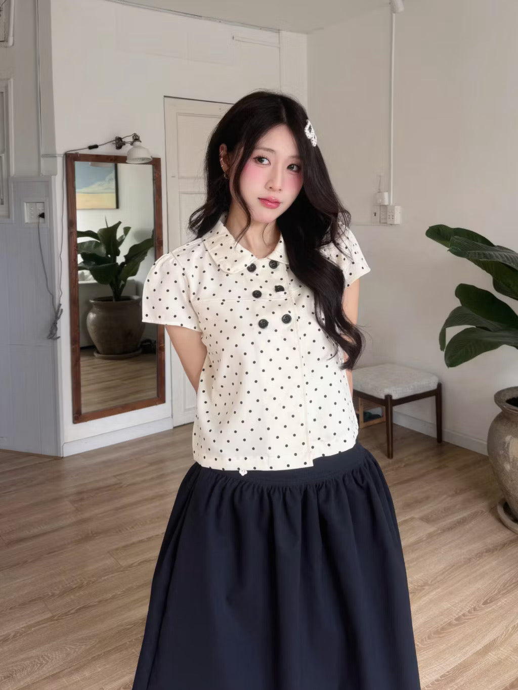 Navie 6 buttons babydoll tops