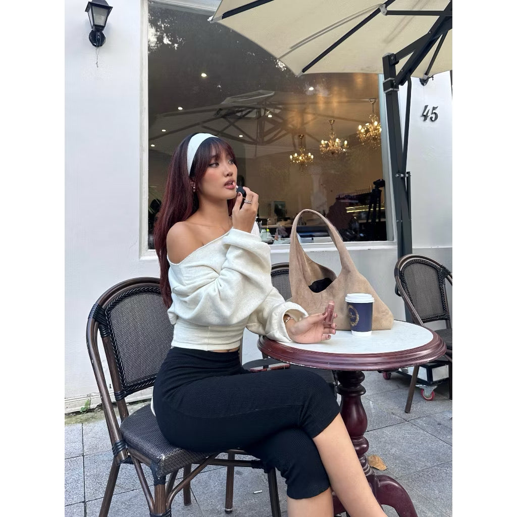 Sugar Crush – Asymmetric Off-Shoulder Corset Sweater ( Last Chance )