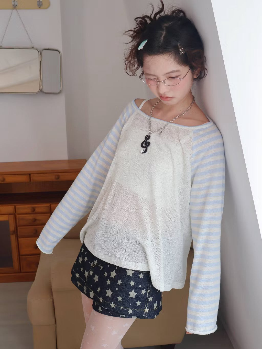 Dora.Label Raglan Stary Top