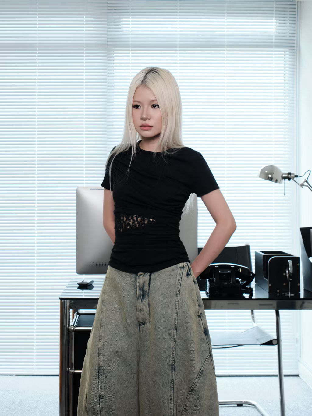 Bunnyhill Rae Lace Panel Top ( Black ) - READY TO DISPATCH WITHIN 48 hours