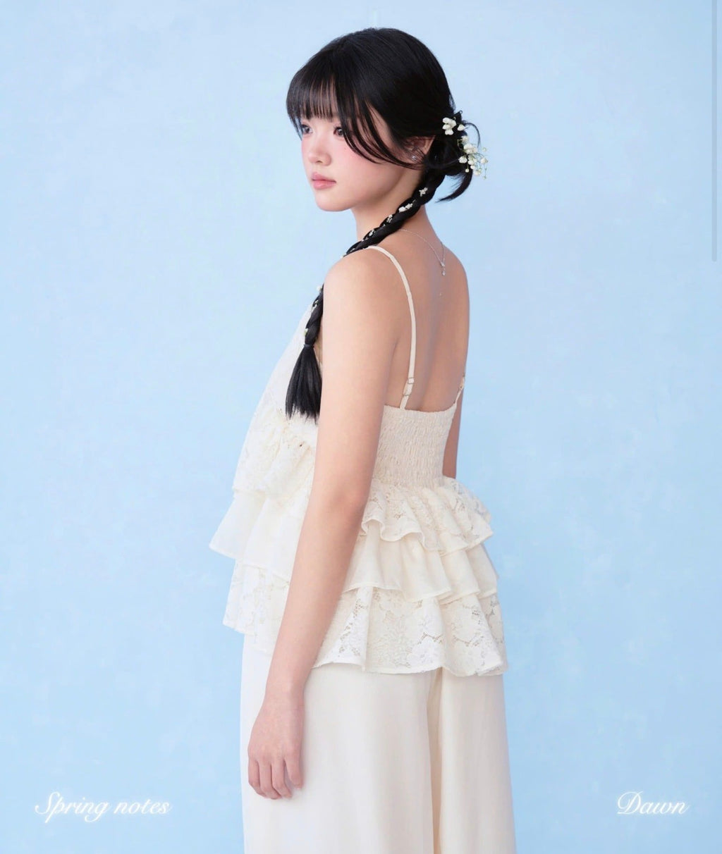 1998 Juni Lace Ruffle Top - Ready to dispatch in 48 hours