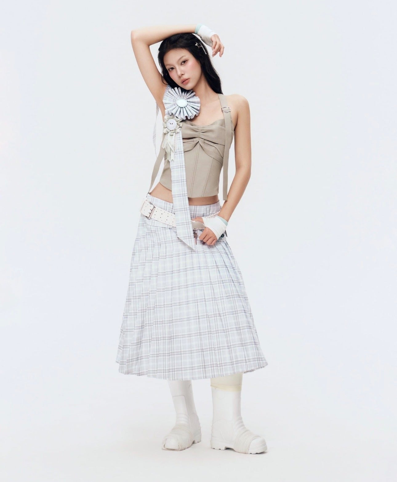 MEADOW SKIRT (GREY PLAID)