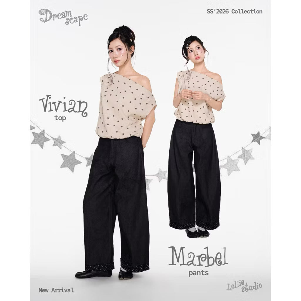 LollieStudio Black Mabel Pants Polka Dots
