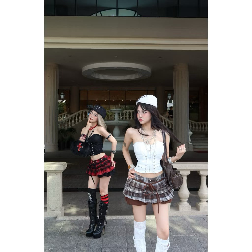 Asteraceae Brown Caro Ruffle Skirt