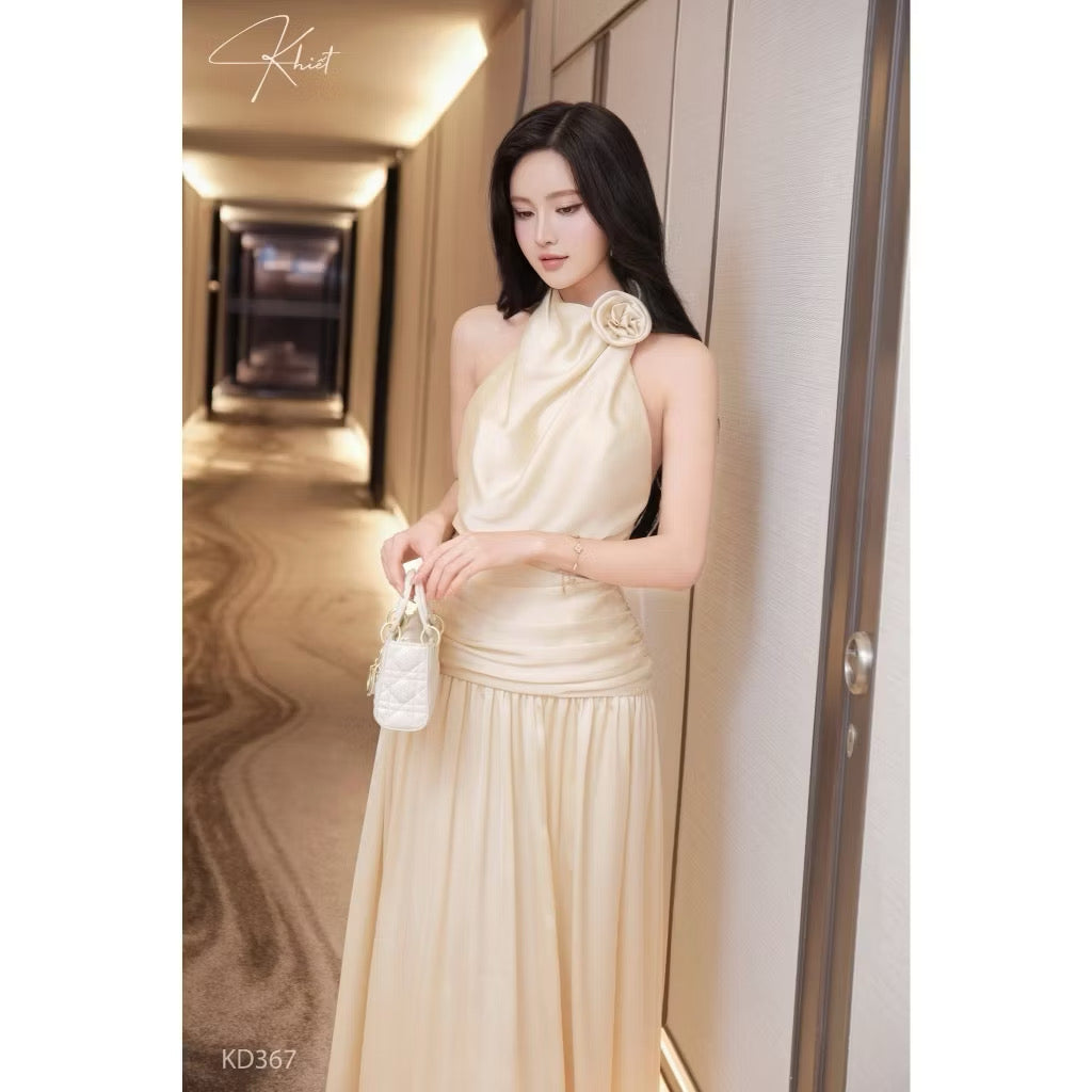 Khiet Silk Maxi Dress – Champagne Beige