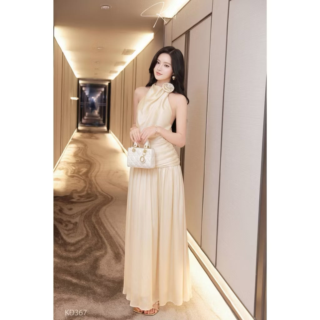 Khiet Silk Maxi Dress – Champagne Beige