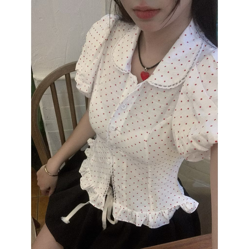 THELSTUDIOS Polka Dots Puff Sleeve Top - Ready to dispatch in 48 hours