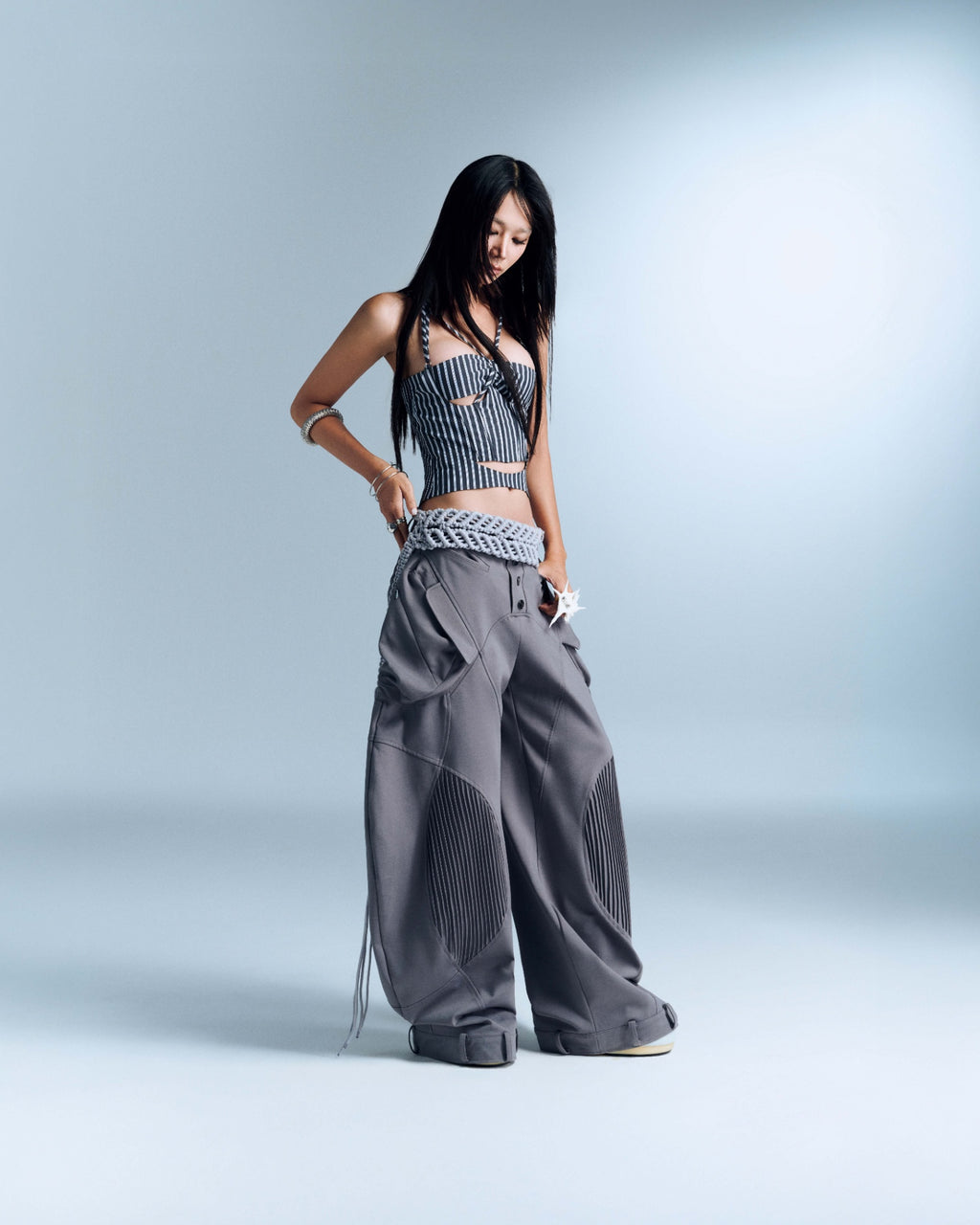 ASAEMON TOP (NAVY STRIPES)